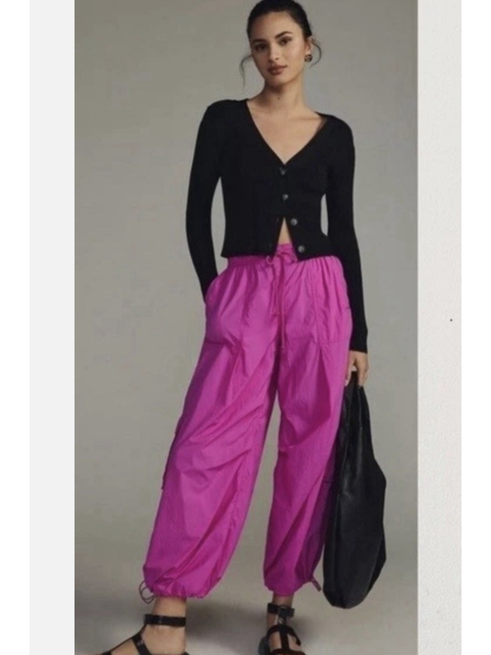 DAILY PRACTICE
ANTHROPOLOGIE Bright Pink Base Jump Parachute Pants Size M.